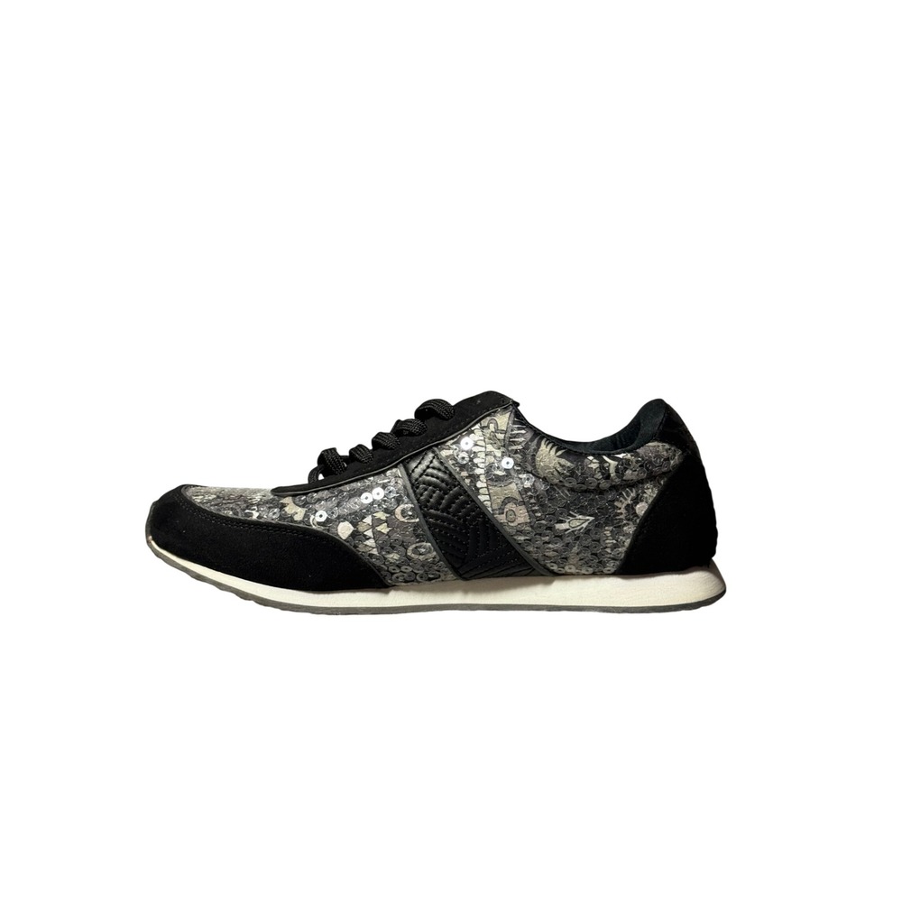 NWOT Sakroots Lace Sneakers Womens 7M Grey Black Sequin Patterned Low Top‎ Shoes
